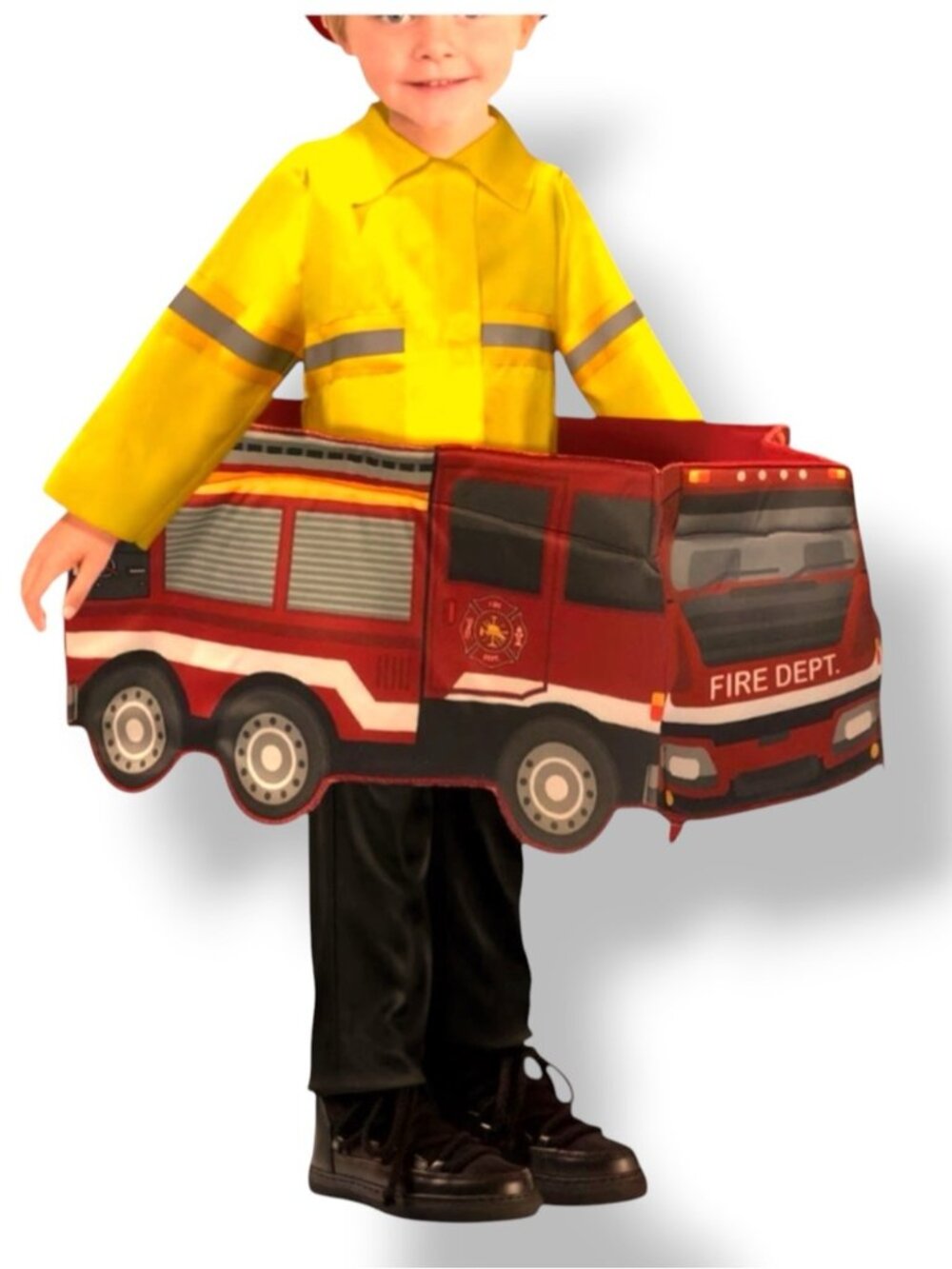 3D Fire Truck Costume ride-in Plush Padded  Fireman Tunic Toddler 3-4 T